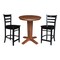 International Concepts 30 in. Solid Wood Round Top Pedestal Dining Table w/2 Counter Height Stools in Distressed Oak/Black K42-30RT-23-S46-6172-2 - alternate 1